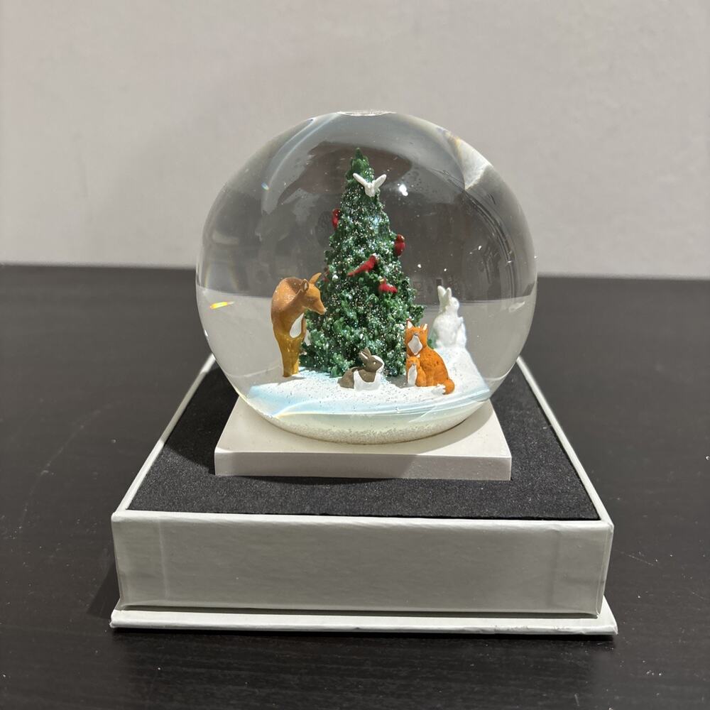 CoolSnowGlobes Forest Friends Snow Globe W/ Base Christmas Tree Animals Magical